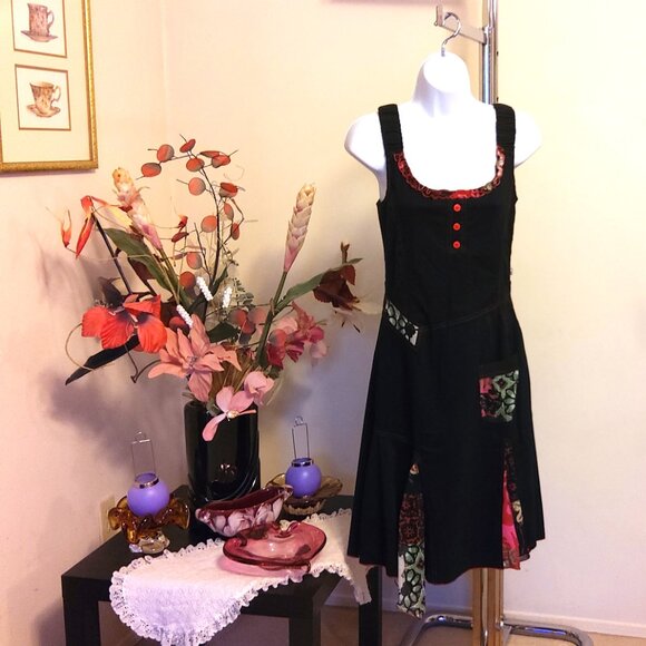 NWT DOLCEZZA Women's Unique Designed Quality Black Summer Dress  Size S 6 - Picture 3 of 9